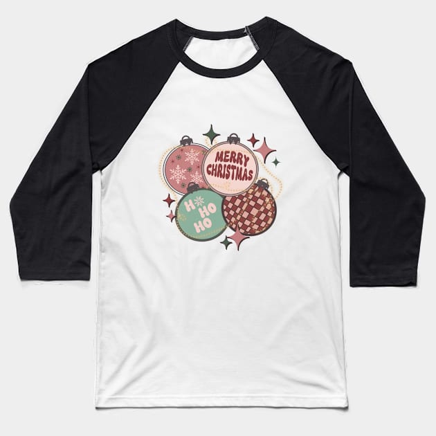 Retro Christmas Ornaments Trendy Baseball T-Shirt by Mastilo Designs